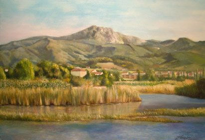 Aiako harria  desde Txingudi Oil Canvas Landscaping