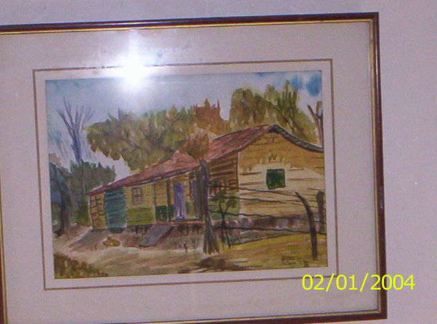 LA CASA DE MIS ABUELOS_acuarela 1989 Acuarela Papel Paisaje