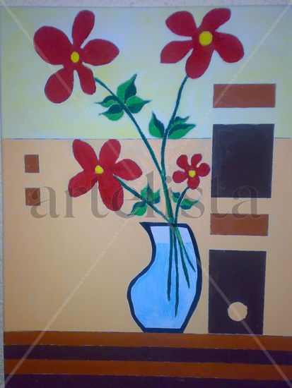 EL JARRON DE FLORES Oil Canvas Landscaping