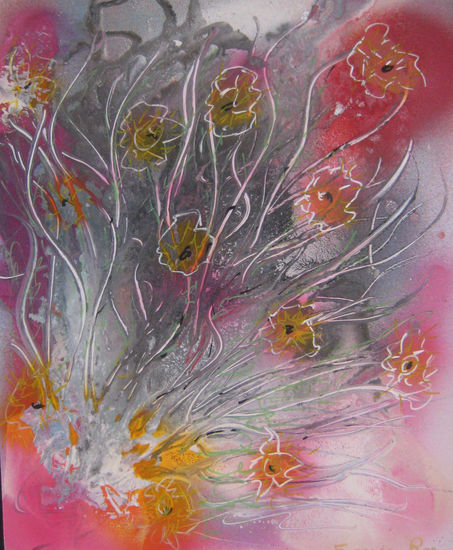 flores en expansión Mixed media Card Floral Painting