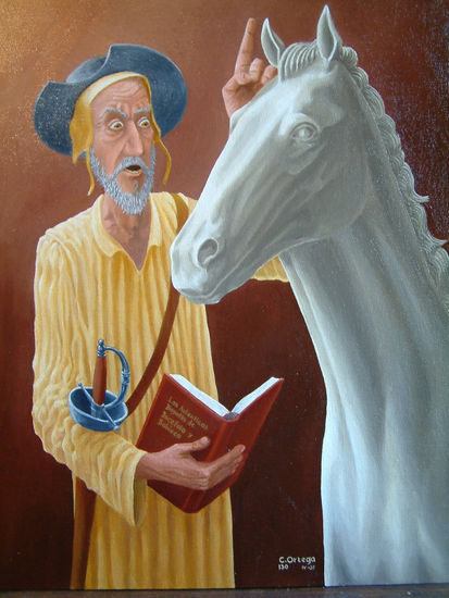 Don Quijote educando a Rocinante Oil Canvas Figure Painting