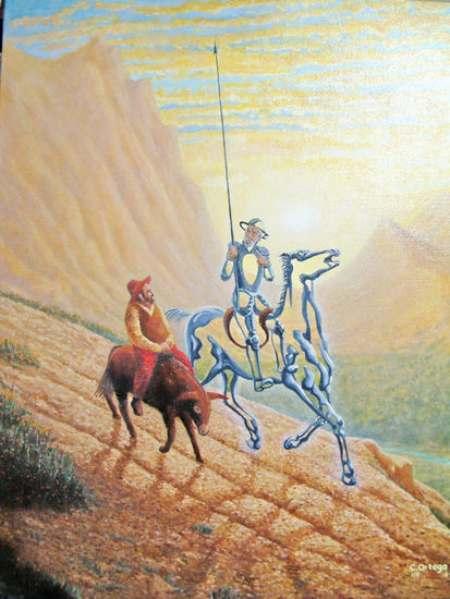 Don Quijote y Rocinante, translucidos Oil Canvas Figure Painting