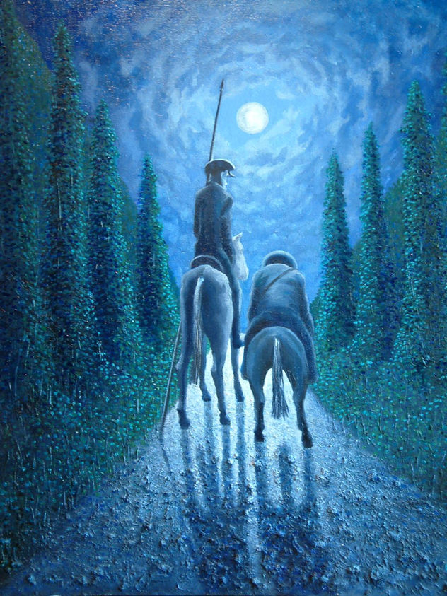 Don Quijote y Sancho en azul 2