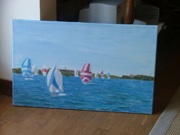 Regatas en Mahon Oil Canvas