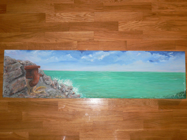 SOLTANDO AMARRAS Oil Panel Marine Painting