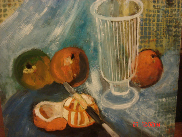 BODEGON CON JARRON Y NARANJA 