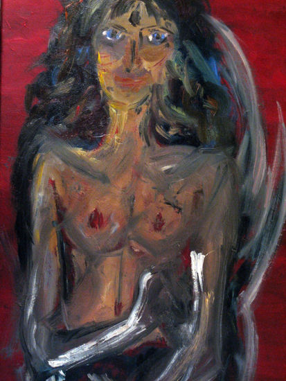 Sirena en rojo Oil Canvas Figure Painting