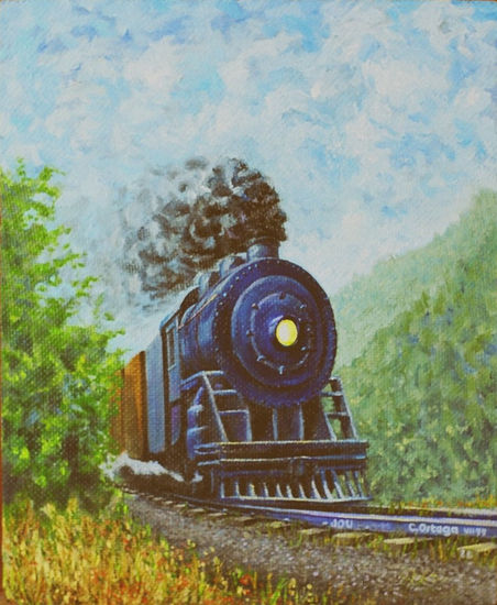 La locomotora de vapor Óleo Tabla Paisaje