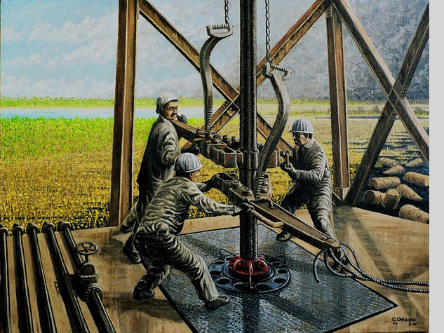 Los petroleros Oil Canvas Figure Painting