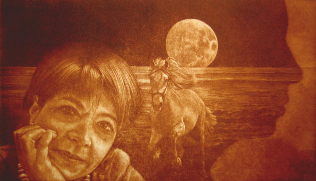 CONTIGO BEBERÉ AGUA DE LUNA Mezzotint