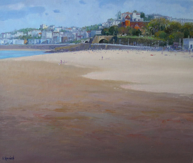 PLAYA DE ONDARRETA Oil Canvas Landscaping