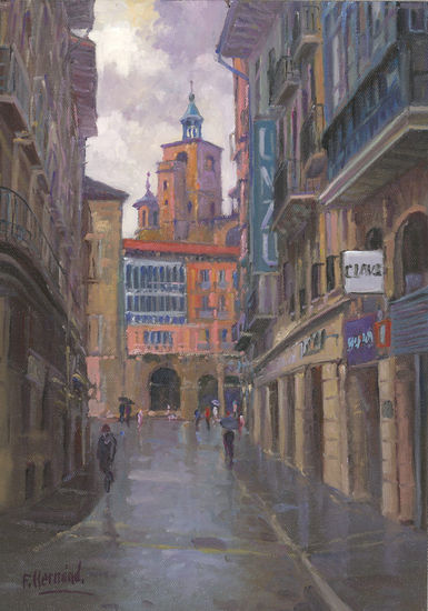 CALLES DE  IRUÑA-PAMPLONA Oil Canvas Landscaping