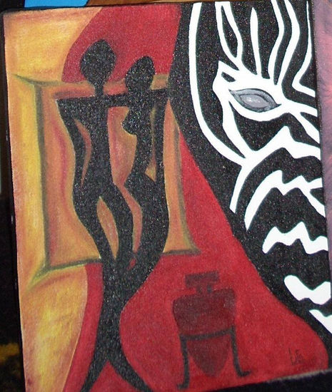 arte africana Oil Canvas Figure Painting