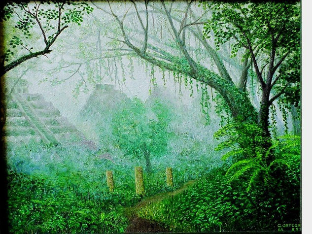 Selva Maya Óleo Tabla Paisaje