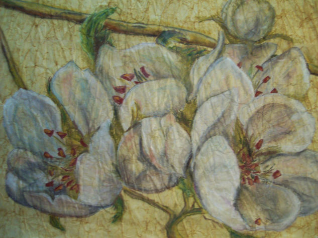 flores de manzano Pastel Paper Floral Painting