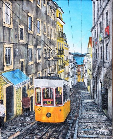 Rua da Bica - Lisboa Óleo Lienzo Paisaje