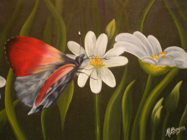 MARIPOSA EN PRIMAVERA I Óleo Lienzo Floral