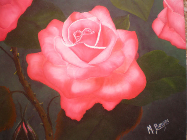 A MAMA Oil Panel Floral Painting