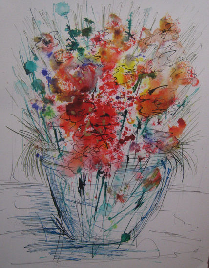 Floral 1 Mixed media Card Floral Painting