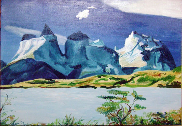 Torres del Paine Oil Textile Landscaping