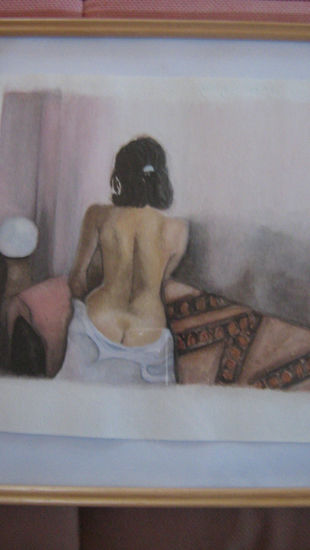 Mulher nua no sofá de costas Watercolour Panel Landscaping