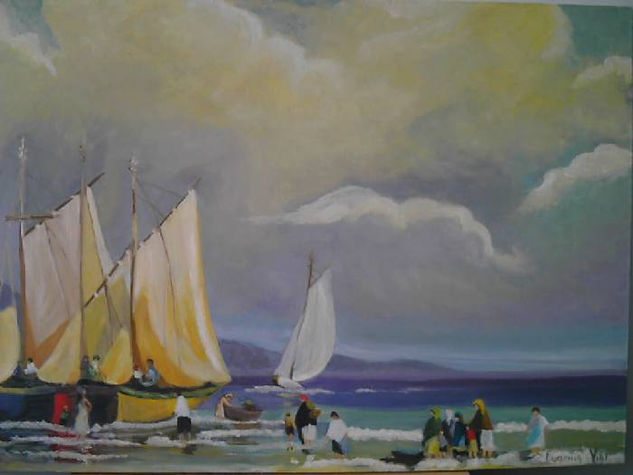 "Pescadores" Oil Canvas