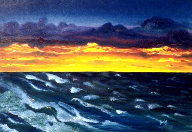 marina atardecer Oil Panel Marine Painting