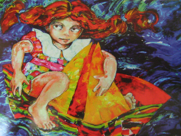 La cabalgata de Isabelita Acrylic Canvas Figure Painting