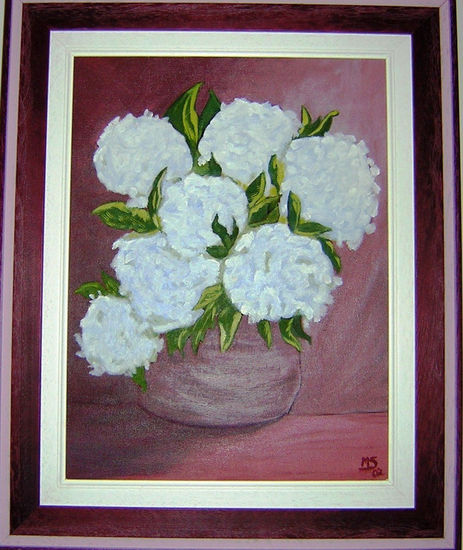 Hortensias en jarrón Óleo Lienzo Floral