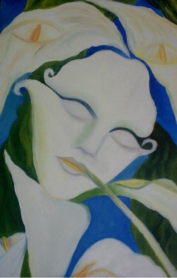 Tu blanco rostro Oil Canvas Floral Painting