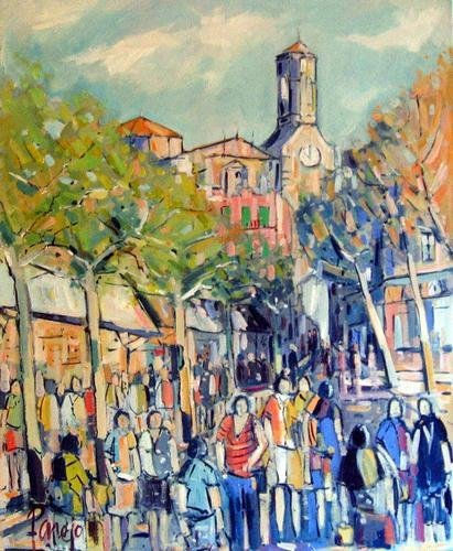 Mercado en Olot Oil Canvas Landscaping