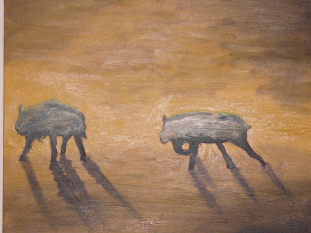 Niebla en la llanura. Oil Canvas Animals