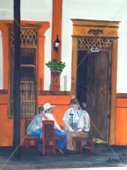 Los chismosos Oil Canvas Landscaping