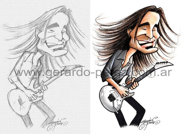 Steve Vai en boceto y definitivo 