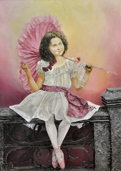 Niña de la Sombrilla Oil Canvas Landscaping