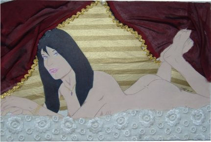 MERY EN LA CAMA Watercolour Card Nude Paintings