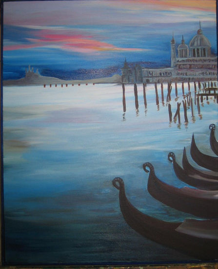 Atardecer en Venecia Acrylic Canvas Landscaping