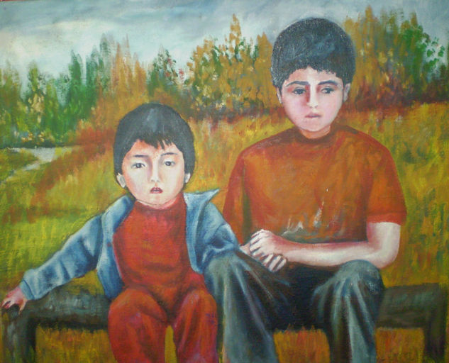 mi hermano y yo Oil Canvas Landscaping