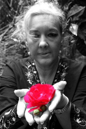 retrato con rosa