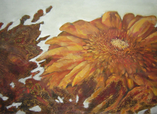 Flor en Plata Oil Canvas Floral Painting