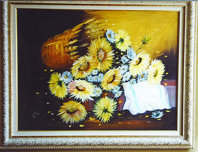 Vaso de Girasol Oil Canvas Landscaping