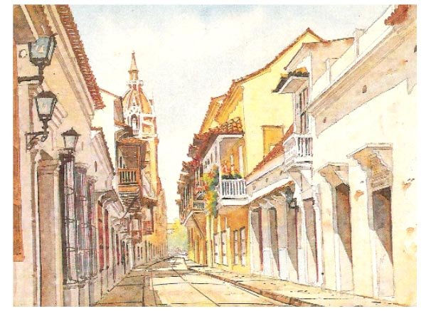 OMENAJE  A  CARTAGENA - PATRIMONIO DE LA HUMANIDAD Watercolour Card Landscaping