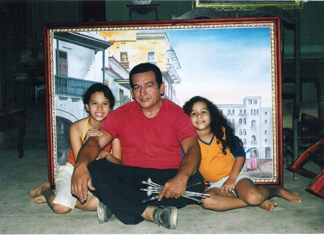 EL ARTISTA CON SUS HIJAS DIANA Y  DANNA Oil Canvas Landscaping