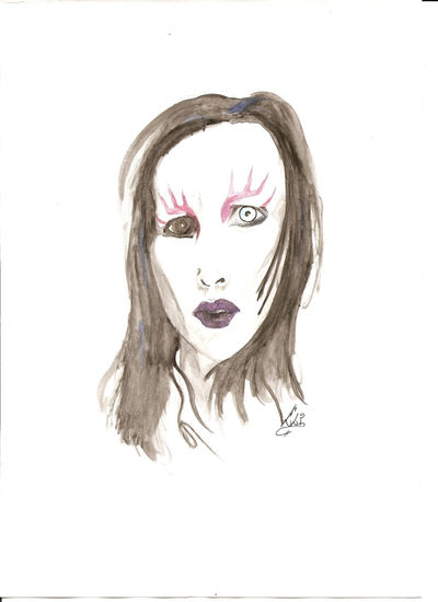 Marilyn Manson Watercolour Paper Portrait