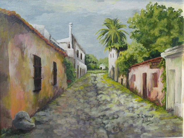 Colonia colonial (Uruguay) Acrílico Tabla Paisaje