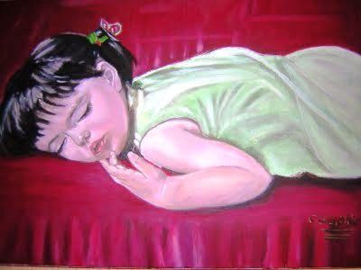 La niña dormida Óleo Lienzo Retrato