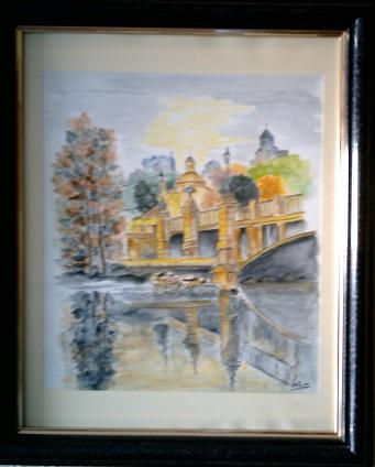 RIO TIBER -ROMA Watercolour Canvas Landscaping