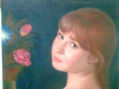 retrato de mujer y flor