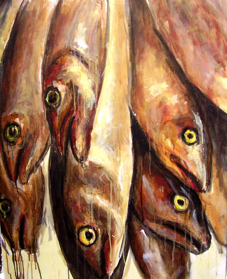 "Ojos de pescado" Oil Canvas Still Life Paintings