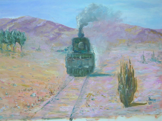 TREN EN EL DESIERTO DE ATACAMA Oil Canvas Landscaping